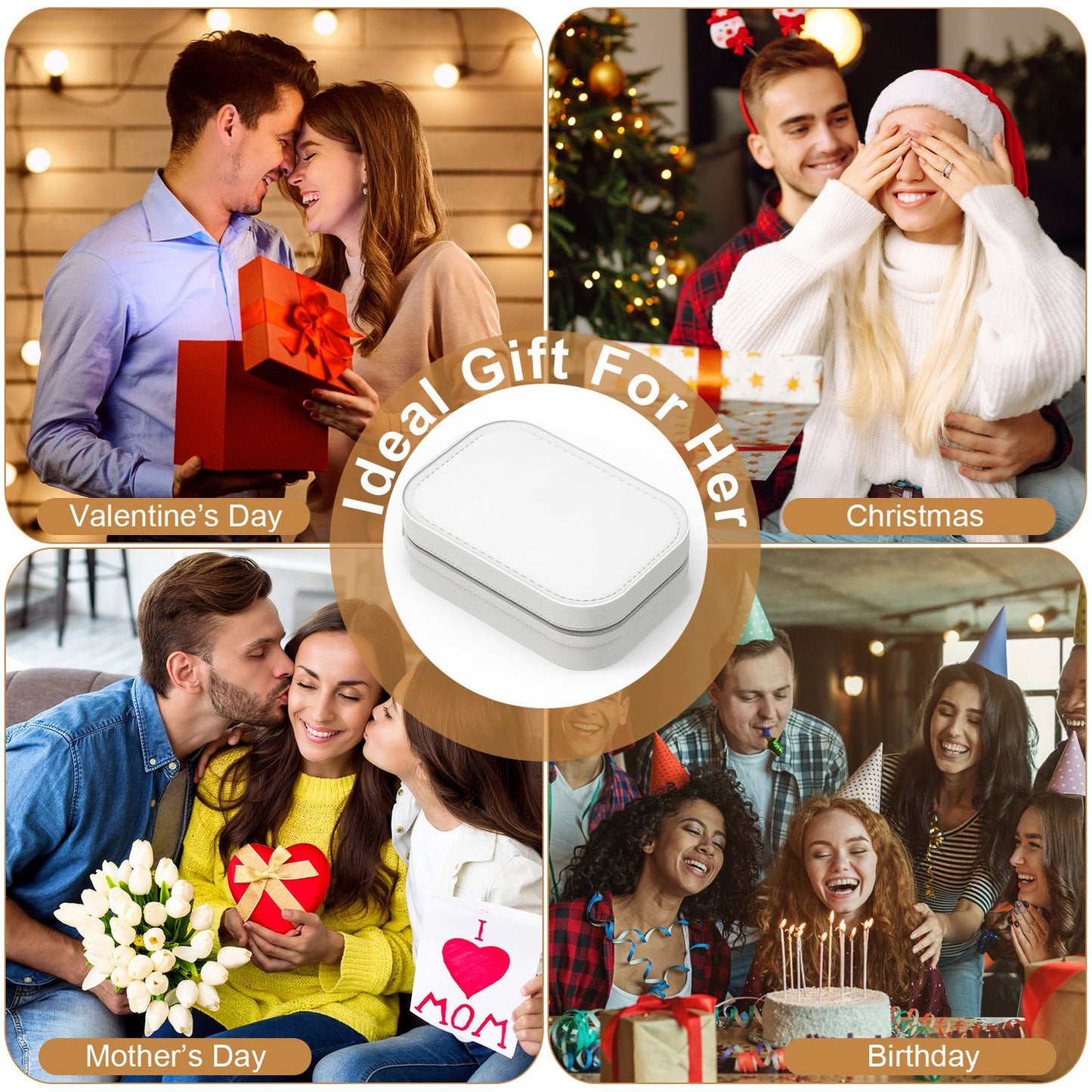 1Pc Portable Travel Makeup Bag with LED Mirror Rechargeable Beauty Mirror with 3 Color Light Dimmable Brightness Waterproof Cosmetic Bag with 4 Compartments Ideal Gift for Women Valentines Day Gift