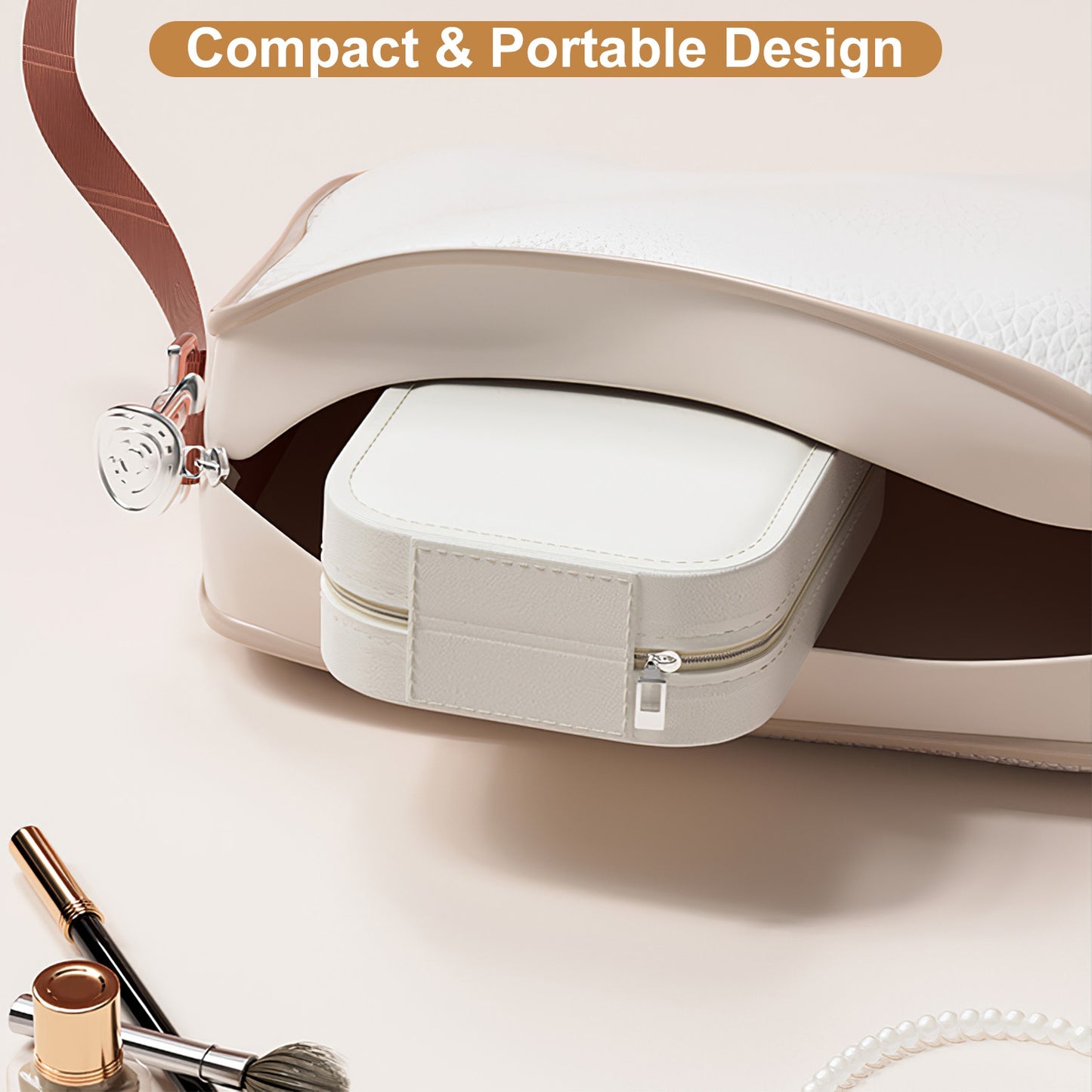 1Pc Portable Travel Makeup Bag with LED Mirror Rechargeable Beauty Mirror with 3 Color Light Dimmable Brightness Waterproof Cosmetic Bag with 4 Compartments Ideal Gift for Women Valentines Day Gift