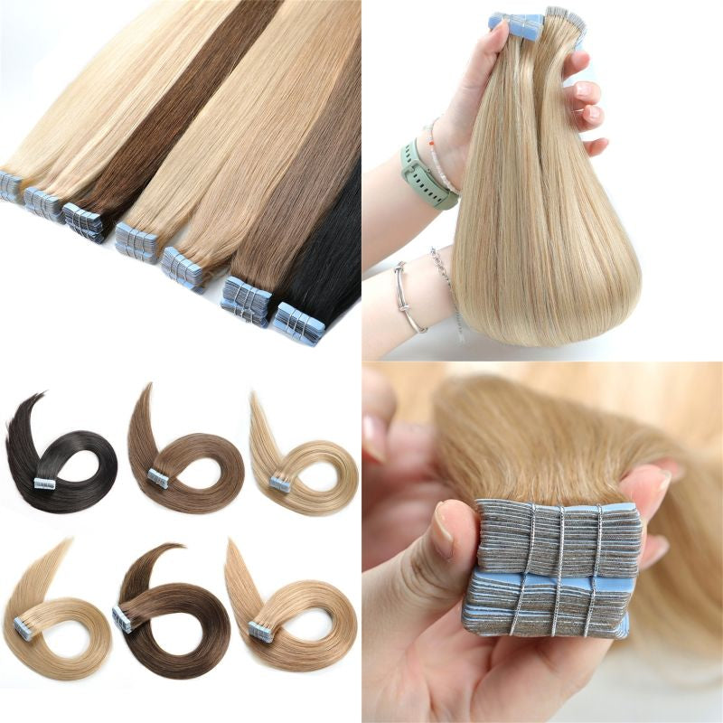 Double Pull Full Virgin Real 50G Hair Extension Long with Weft Invisible Skin Weft 20 Thick Seamless Human Hair