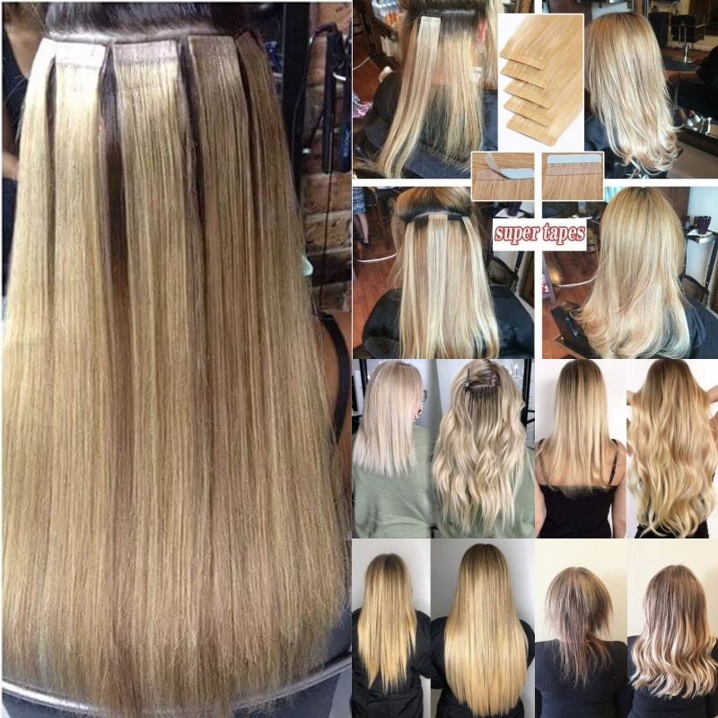 Double Pull Full Virgin Real 50G Hair Extension Long with Weft Invisible Skin Weft 20 Thick Seamless Human Hair